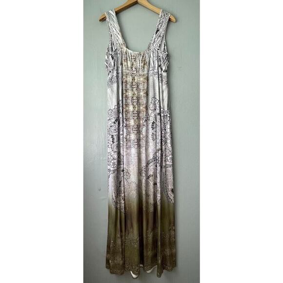 Apt 9 Size Medium Embellished Sublimation Stretch Knit Maxi Dress Fairy Boho - Picture 5 of 7